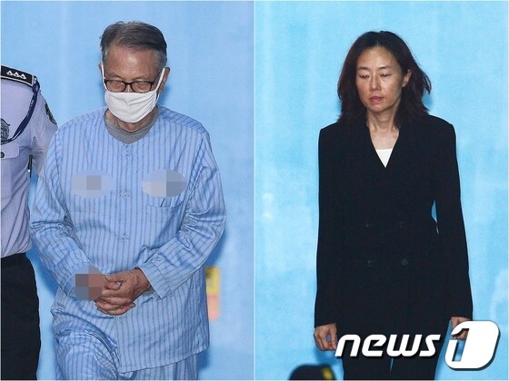 김기춘 전 대통령 비서실장(왼쪽)과 조윤선 전 장관. /뉴스1 © News1 임세영 기자