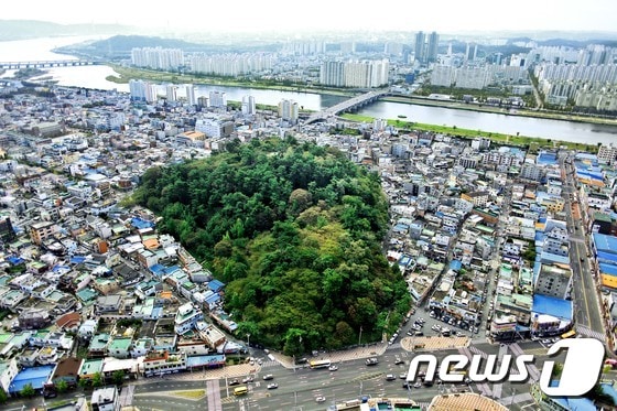 하늘에서 본 학성공원(도산성). © News1 이상문 기자