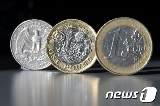 미국 25센트, 영국 1파운드, 1유로 동전(왼쪽부터)© AFP=뉴스1