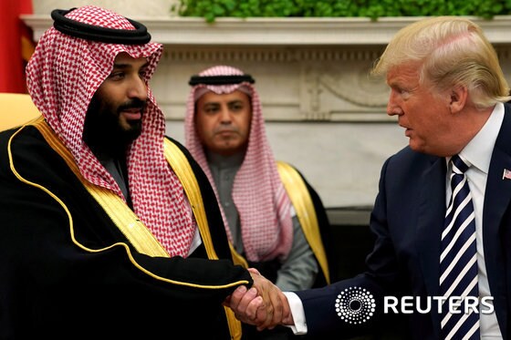 모하메드 빈 살만 사우디아라비아 왕세자(왼쪽)와 도널드 트럼프 미국 대통령(오른쪽).©로이터=News1
