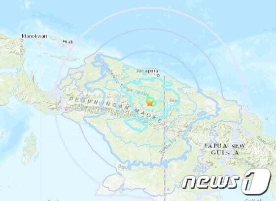 인도네시아 동부 파푸아주에서 규모 6.1 지진이 발생했다. <출처=USGS> © News1