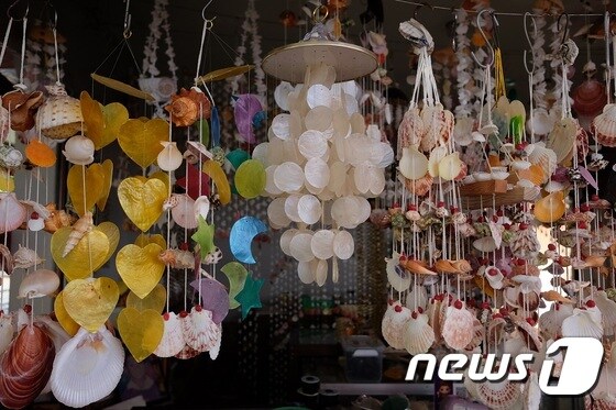 조개나 소라 껍데기를 이용해 만든 장식품.© News1 