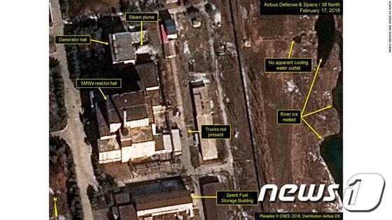 (자료사진) 지난 2월17일 촬영된 북한 평안북도 영변 핵시설 위성사진 (38노스 제공) © News1