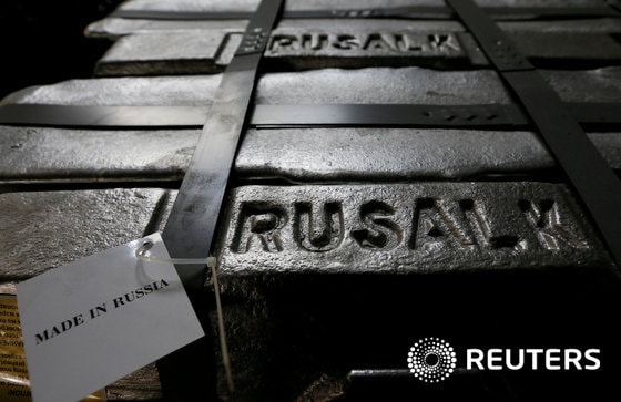 러시아 루살의 주조공장에 보관된 알루미늄.©로이터=News1