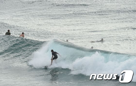 바다에서 서핑중인 사람들.© AFP=뉴스1