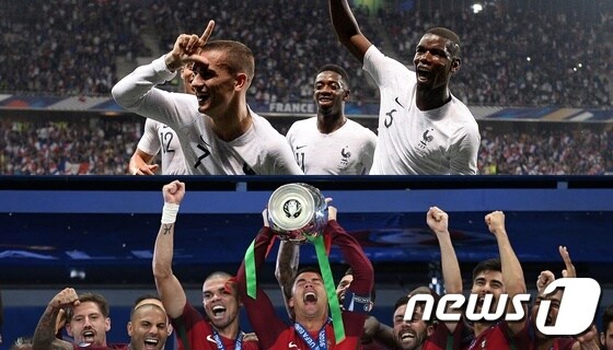 우승 도전에 나서는 프랑스(위쪽)와 2016 유로 챔피언 포르투갈. © AFP=News1
