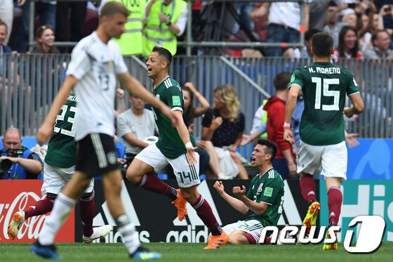 2018 러시아월드컵 F조 조별예선 1차전에서 독일을 잡은 멕시코./뉴스1 DB © AFP=News1