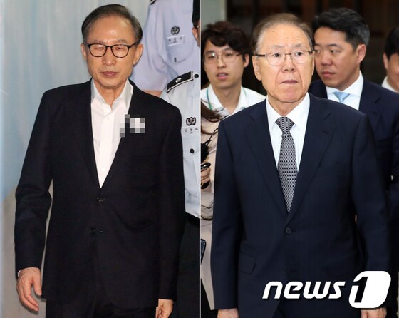 이명박 전 대통령(왼쪽)과 김백준 전 청와대 총무기획관. © News1 황기선 기자