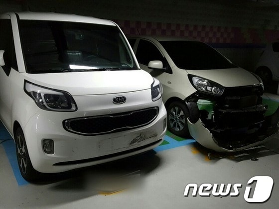 일부 파손된 차량 (대전지방경찰청 제공)© News1