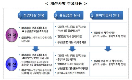 자금용도 외 유용 사후점검기준 개선사항 주요내용. (금감원 제공) © News1