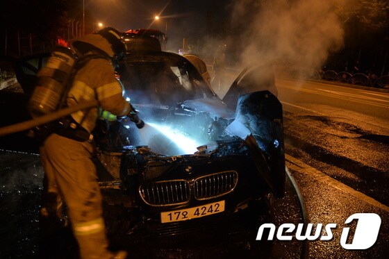 화재가 발생한 2015년식 BMW 520D. © News1 유재규 기자