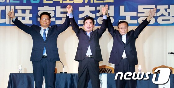 왼쪽부터 송영길, 김진표, 이해찬 후보. 2018.8.15/뉴스1 © News1 이동원 기자