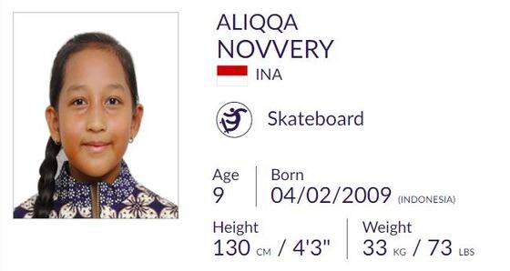 인도네시아 스케이트보드 대표 알리카 노베리.(2018 자카르타-팔렘방 아시안게임 홈페이지 갈무리) © News1