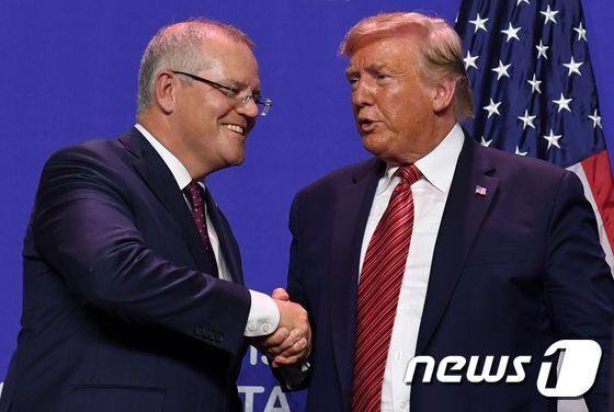 스콧 모리슨 호주 총리(왼쪽)과 도널드 트럼프 미국 대통령. © AFP=뉴스1