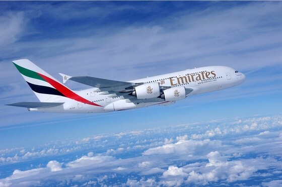 에미레이트항공의 '인천~두바이' 노선에 투입된  A380 항공기