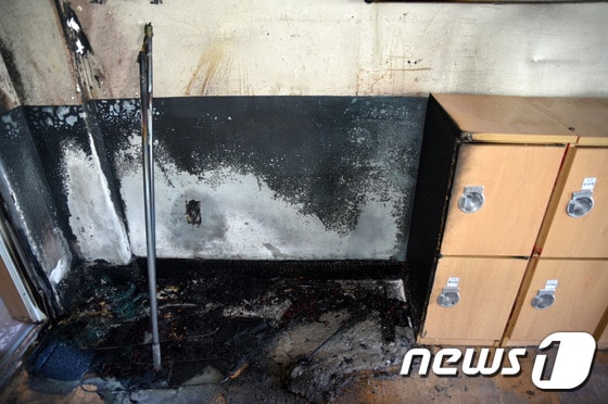 화재 발생한 교실.(전남무안소방 제공) © 뉴스1