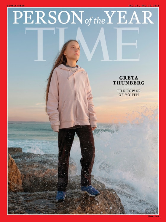 '타임'이 선정한 2019 올해의 인물(Person of the Year)로 스웨덴의 10대 환경운동가 그레타 툰베리(16)가 선정됐다. © 뉴스1