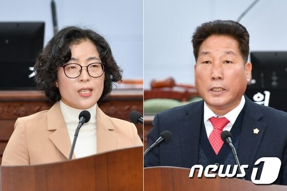 청주시의회 박미자(왼쪽)·이우균 의원© 뉴스1