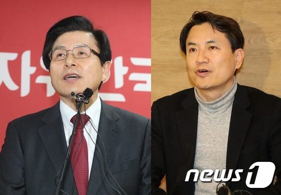 황교안 전 국무총리(왼쪽)와 김진태 자유한국당 의원. © 뉴스1