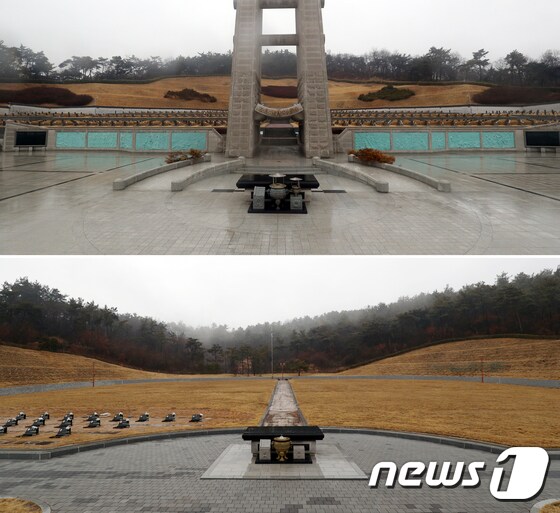 광주 북구 국립5·18민주묘지 1묘역(위)과 2묘역(아래)의 모습. 2019.2.19/뉴스1 © News1 황희규 기자