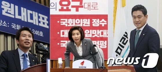 왼쪽부터 이인영 민주당, 나경원 한국당, 오신환 바른미래당 원내대표. © 뉴스1