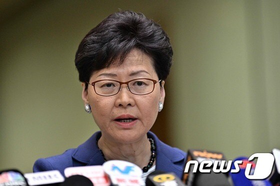 4월 3일 캐리 람 홍콩 행정장관이 기자회견을 통해 송환법 추진을 밝혔다. © AFP=뉴스1 © News1 우동명 기자