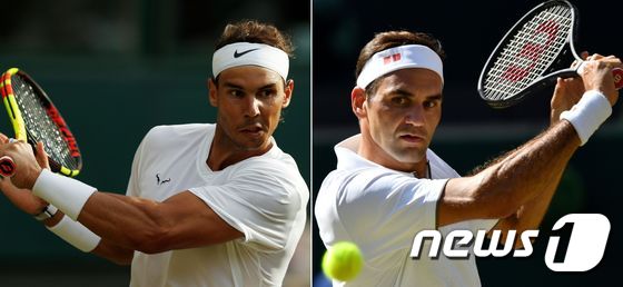  '테니스 황제' 로저 페더러(38·스위스·세계랭킹 3위)와 '흙신' 라파엘 나달(33·스페인·세계랭킹 2위)이 윔블던에서 11년만에 맞대결한다.© AFP=뉴스1