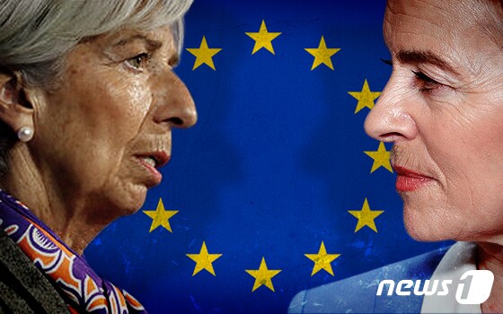 크리스틴 라가르드 유럽중앙은행(ECB) 총재 후보자(왼쪽)와 우르줄라 폰데어라이엔 EU 집행위원장 후보자. © News1 최수아 디자이너