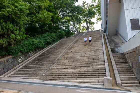 드라마 '내 이름은 김삼순'으로 유명해진 서울교육청 과학전시관으로 올라가는 계단은 조선신궁으로 향하는 계단이었다.