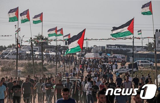 가자지구 내 팔레스타인 주민들.(자료사진) © AFP=뉴스1