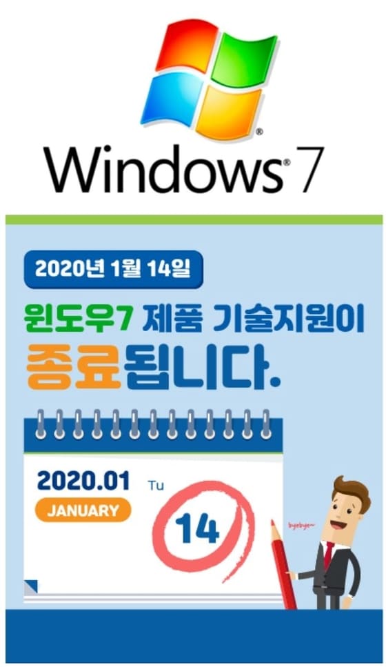 마이크로소프트는 '윈도7' 기술 지원을 14일 종료한다. © 뉴스1