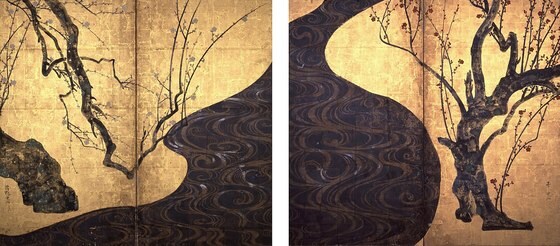 오가타 코린의 '홍백매도병풍'. 모아미술관 소장 / 사진출처 = 위키피디아