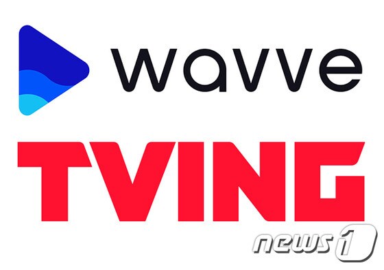 SK텔레콤의 OTT서비스 웨이브(wavve)와 CJ ENM에서 물적분할한 티빙(TVING)의 로고. © 뉴스1