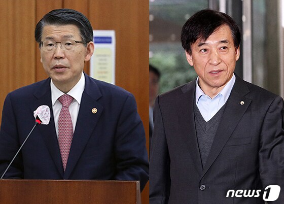 금융위원회 은성수 위원장(왼쪽)과 한국은행 이주열 총재. © News1 이지원 디자이너