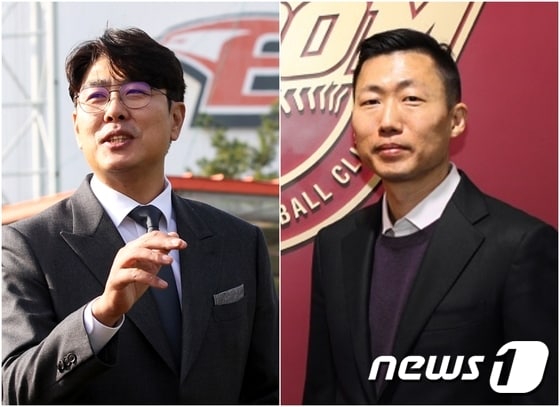 정민철(왼쪽) 한화 이글스 단장과 김치현 키움 히어로즈 단장. (한화, 키움 제공) © 뉴스1