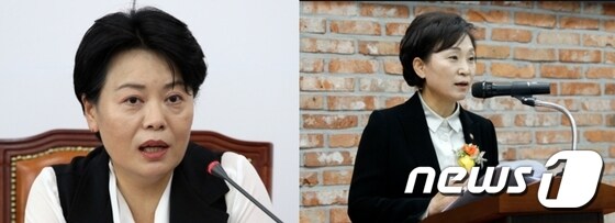 윤희숙 국민의힘 의원(왼쪽)과 김현미 국토교통부 장관© 뉴스1