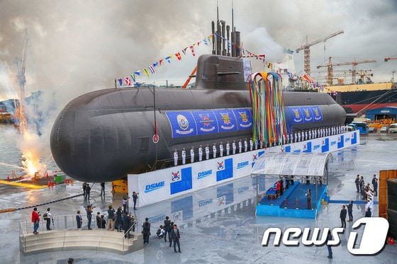 지난 2018년 9월14일 경남 거제 대우조선해양에서 3000톤급 국산 잠수함 '도산안창호함' 진수식이 열렸다. (대우조선해양 제공) 2020.12.10/뉴스1