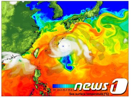 열대저기압에 동반된 강한 바람에 의해 발생하는 해수 냉각효과(사진제공:IBS)© 뉴스1