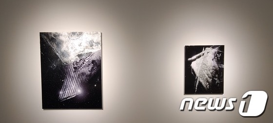 호텔 안테룸 서울 '갤러리 9.5 서울'에 설치된 배성용 작가의 작품들.© 뉴스1 이기림 기자