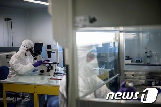 바이러스 연구에 몰두하고 있는 과학자들 © AFP=뉴스1