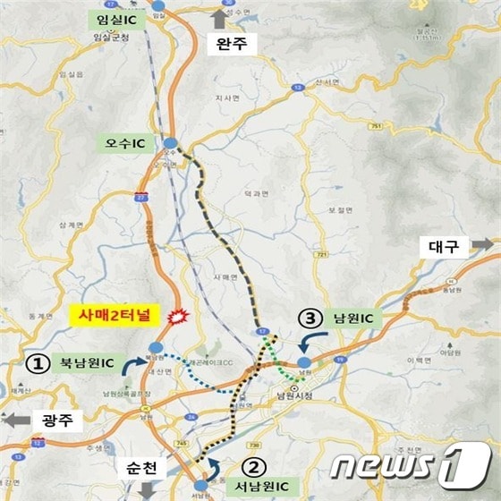 사매2터널 우회노선.(사진=한국도로공사 제공). /뉴스1