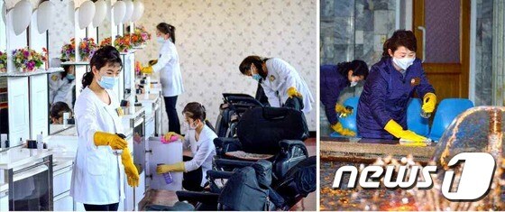 '코로나19' 대비 방역하는 북한 창광원