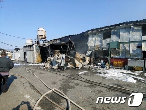 화재 현장의 모습(부산지방경찰청 제공)© 뉴스1