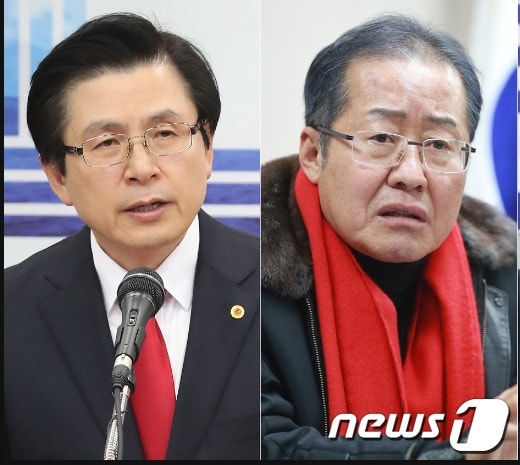 홍준표 전 자유한국당 대표(오른쪽)는 17일 