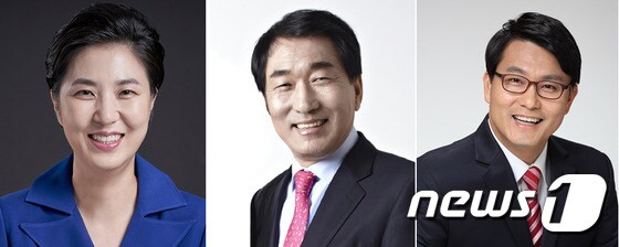 왼쪽부터 남영희, 안상수, 윤상현.© 뉴스1