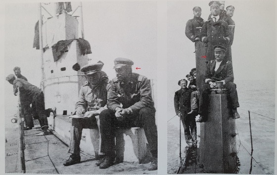 오스트리아 잠수함 지휘관 시절의 트랩 대령(빨간 화살표). 잘츠부르크시 제공