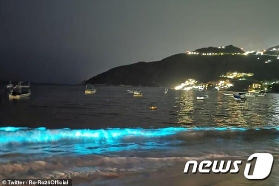 비취 물살이 몰려오는 아카풀코 해변. (트위터) © 뉴스1