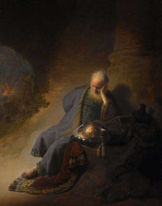 네덜란드 화가 렘브란트 (1606–1669) '예루살렘의 파괴를 슬퍼하는 예언자 예레미야', 유화, 1630년, 58x46㎝, 암스테르담 네덜란드 국립박물관.© 뉴스1