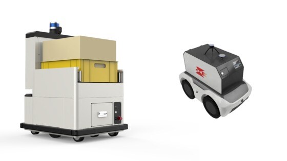 우편물 배달로봇(왼쪽) 집배원 추종로봇(오른쪽)(우정사업본부 제공) 2020.05.28 / 뉴스1