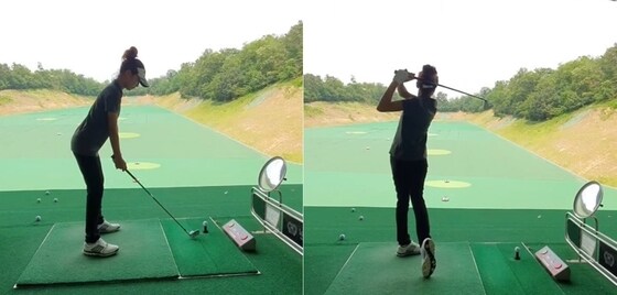 배우 박연수기 딸 송지아의 골프연습 모습을 공개했다. 인스타그램 갈무리 © 뉴스1